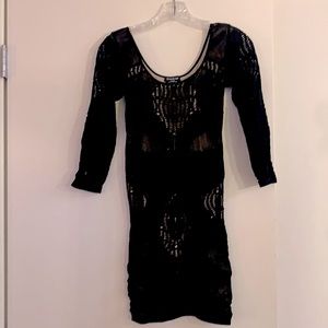 Bebe Peek a boo black knit size M dress